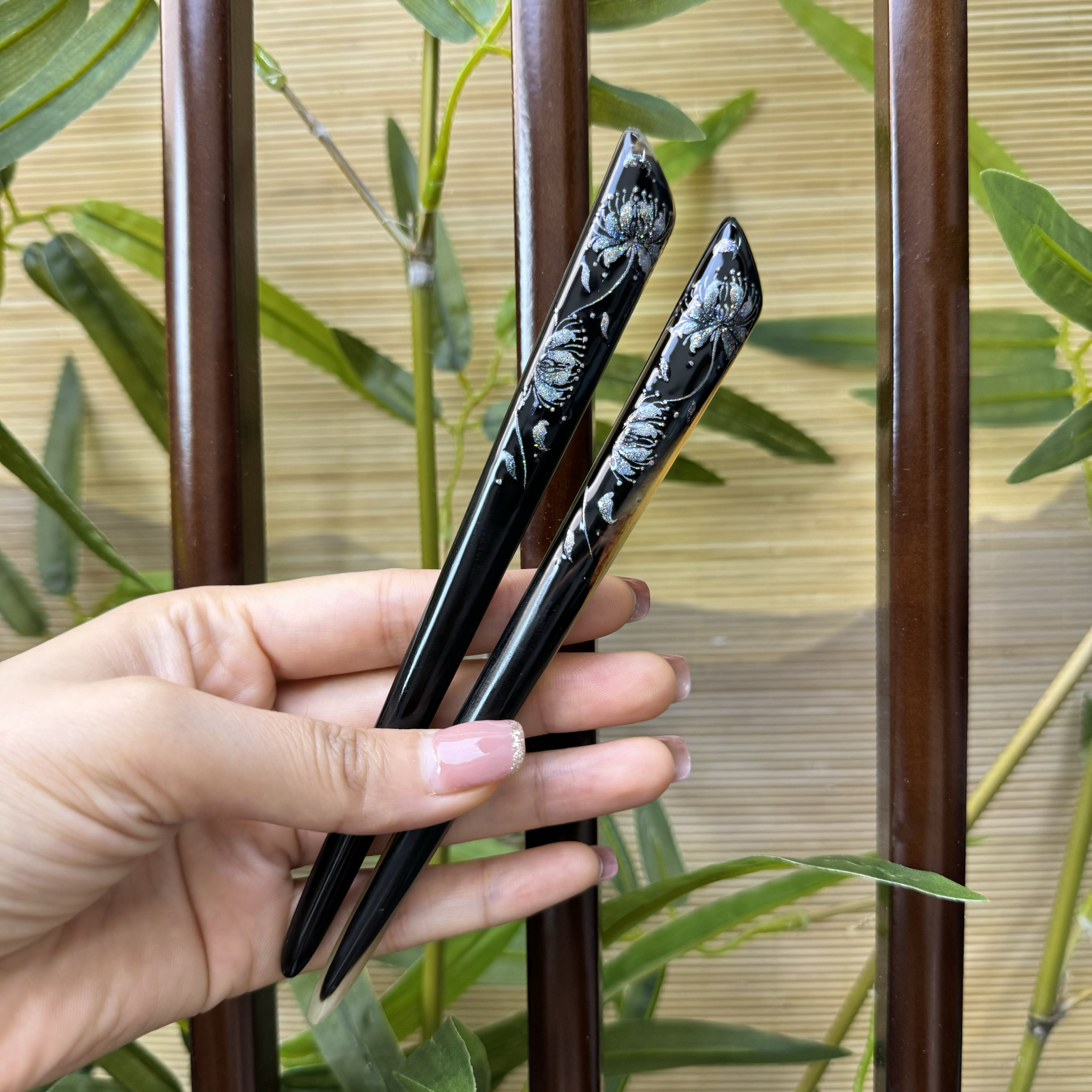 悦木坊羊角手绘发簪彼岸花日常搭发饰