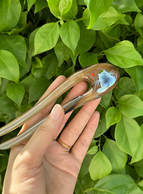 发钗牛角可爱手工绘画