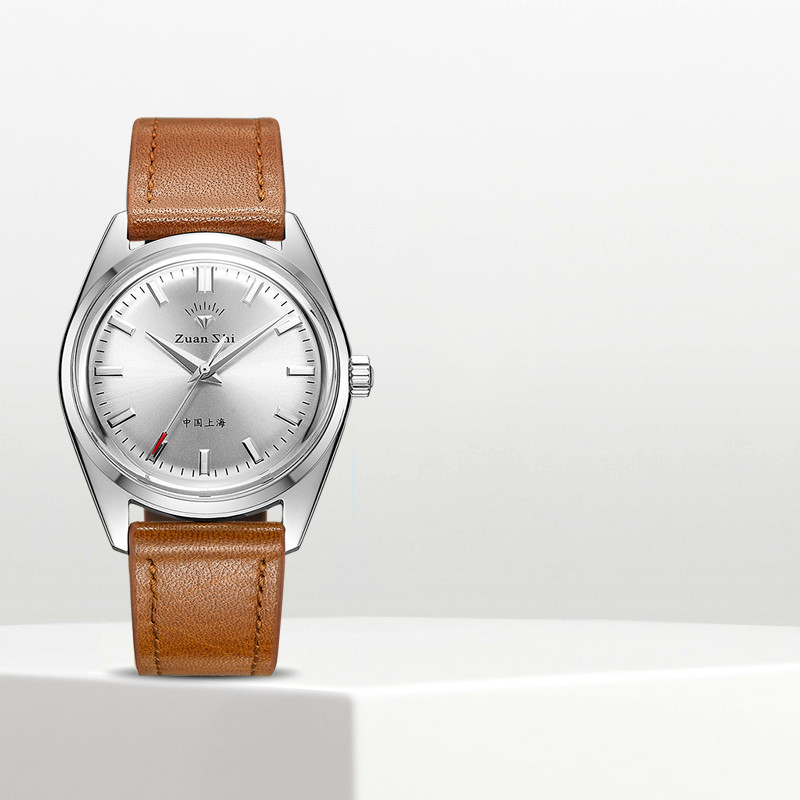老上海钻石牌手表复古腕表真皮带怀旧国表152正品简约男式机械表
