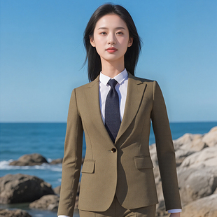 恩轩服饰  9911女款 珠边俄驳领单扣商务西装外套
