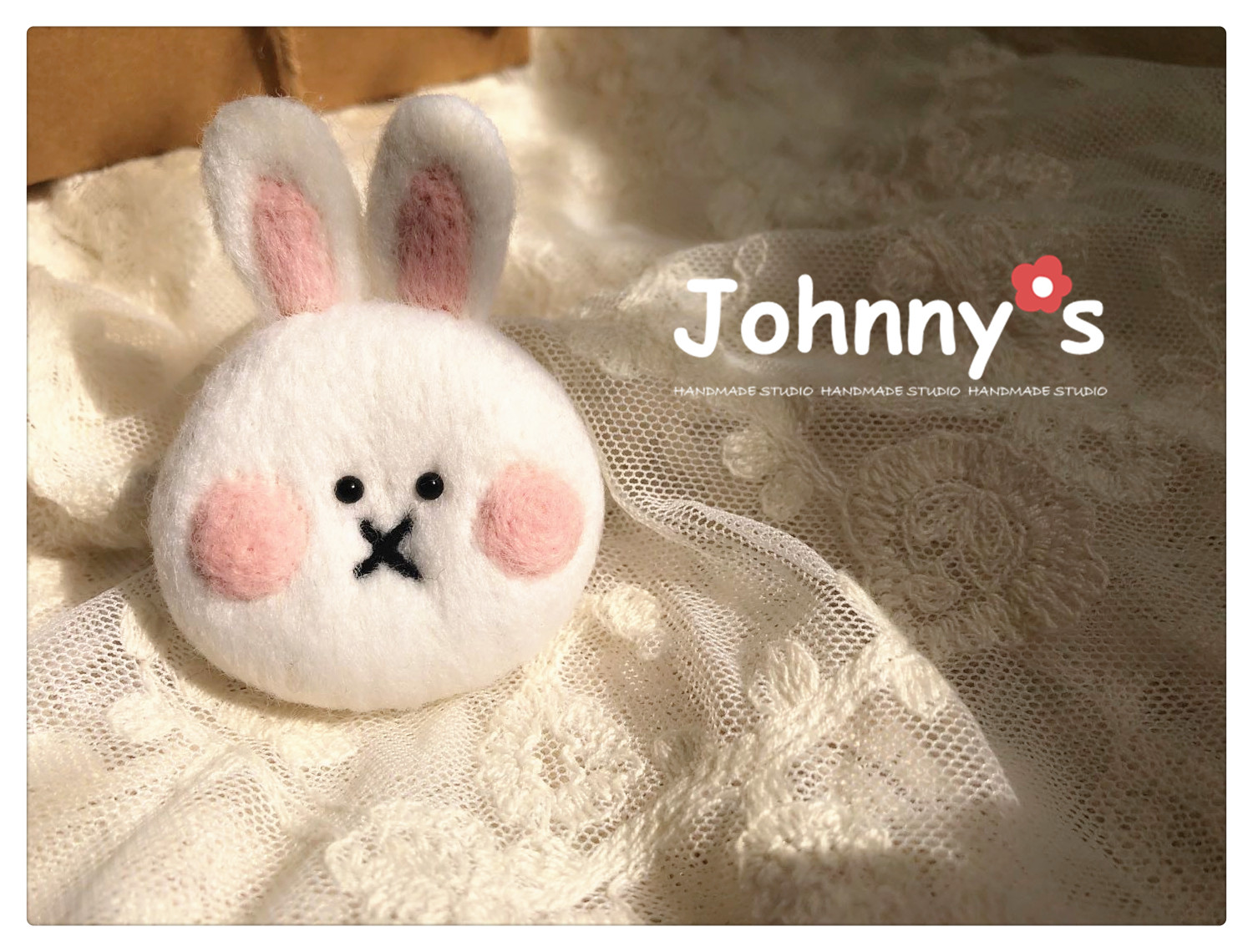 Johnny's|手作羊毛毡小白兔子可爱萌毛绒T恤卫衣胸针头饰发夹挂件
