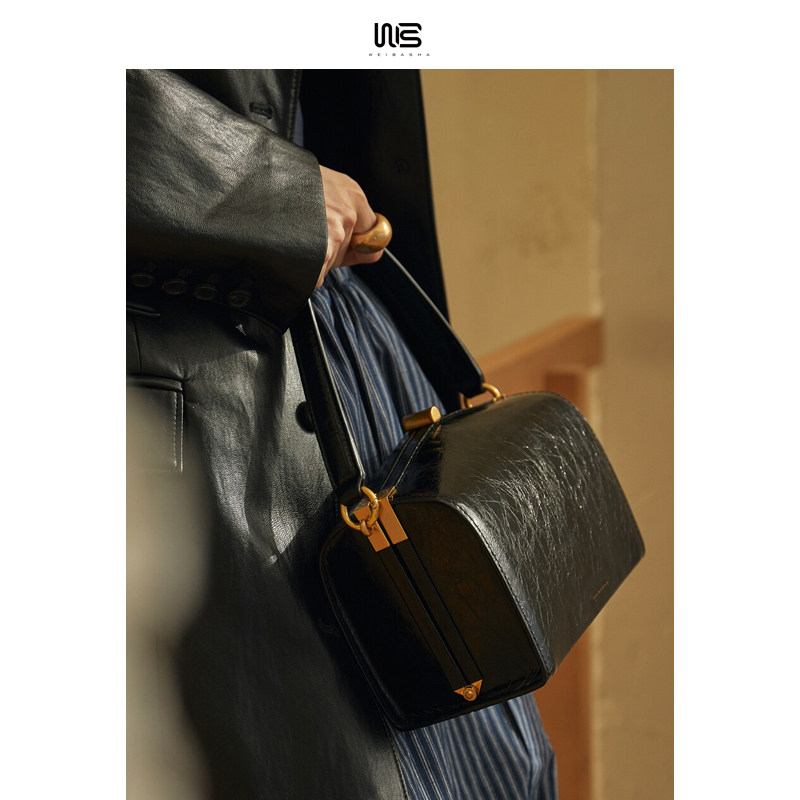 小众box包包2022新款潮单肩包链条包夹子女包小包轻奢真皮斜挎包