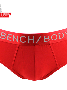 BENCH/BODY/奔趣2025夏新品棉质大红男士中腰纯色三角内裤BUM0309