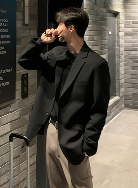 春秋季韩版潮流正装小西装外套男高级感西服套装宽松休闲单西上衣