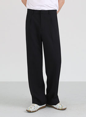 夏薄款拖地休闲裤男宽松西装裤坠垂感阔腿裤直筒冰丝长裤韩版ins