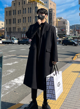 大衣男款冬季韩版羊绒中长款呢子高级感风衣男宽松加厚毛呢外套潮