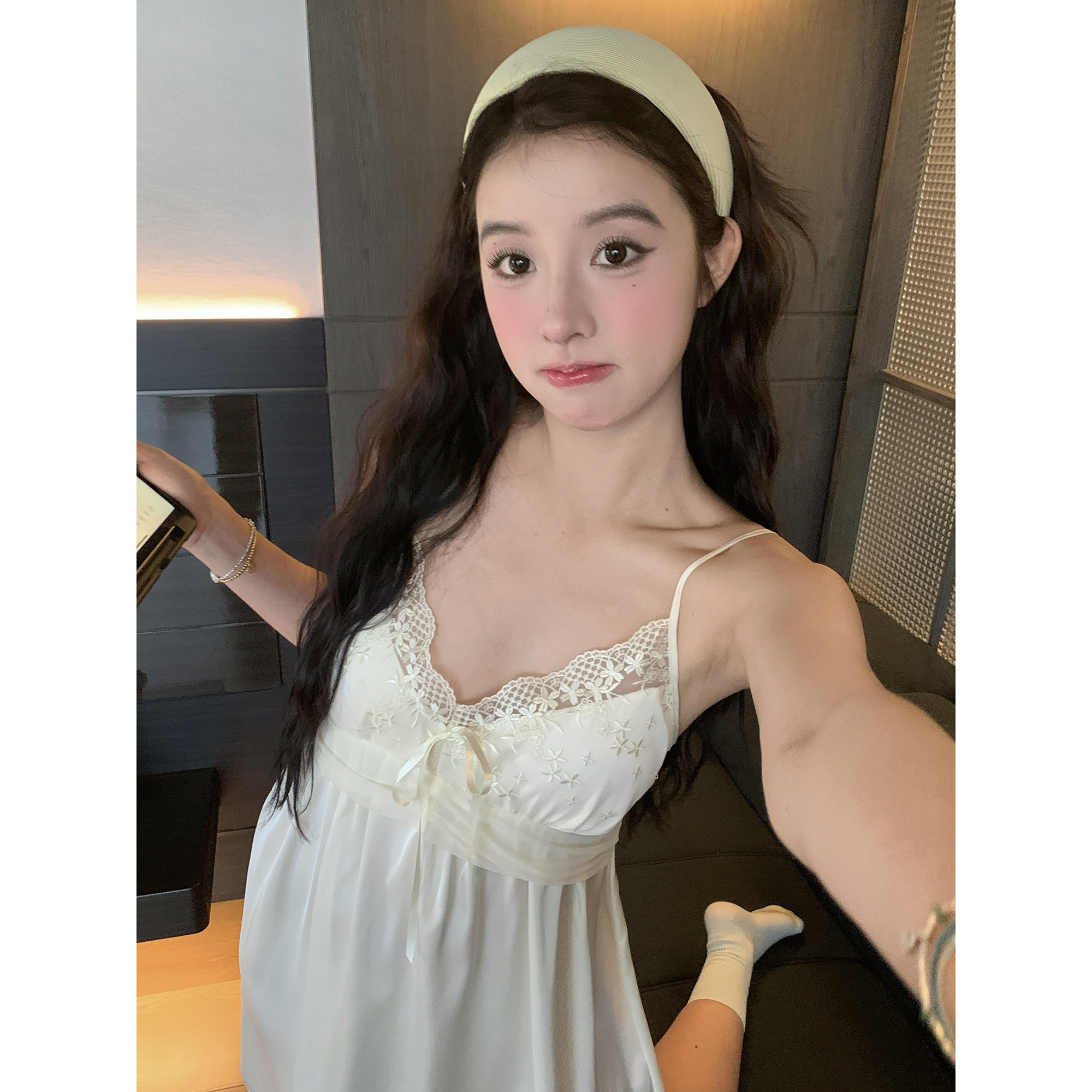 法式蕾丝吊带睡裙家居服图片