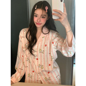 早春可外穿草莓长袖 馨帮帮 甜美可爱卡通小马睡衣女款 家居服2件套