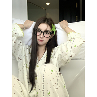 春季 馨帮帮 套装 翻领睡衣裤 小清新学生休闲家居服女 星星月亮长袖