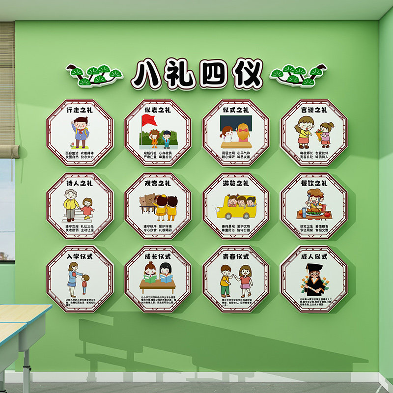 幼儿园环创成品墙八礼四仪墙贴
