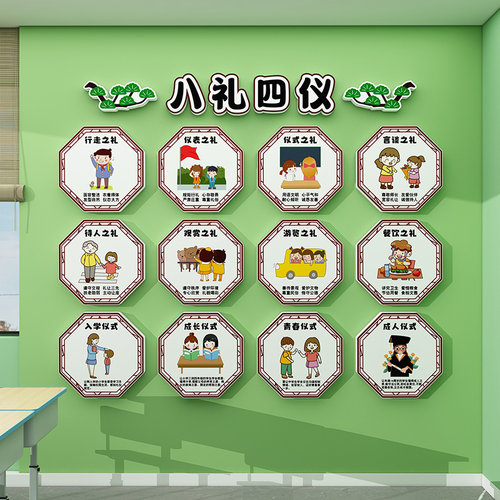 幼儿园环创成品墙八礼四仪墙贴