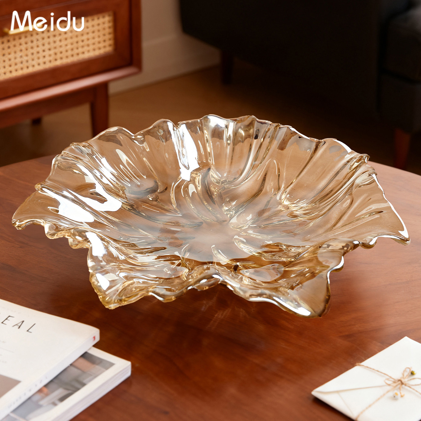 现代简约透明玻璃果盘客厅茶几家用装饰果篮水果收纳篮干果盘高档