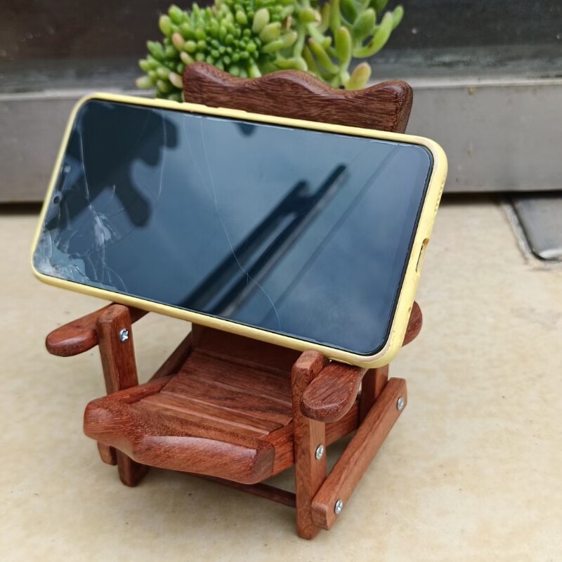 버마어 자단 휴대 전화 데스크탑 스탠드 목조 휴대 ??전화 홀더 크리 에이 티브 통나무 좌석 샌드위치 푸시 풀 장식 레저