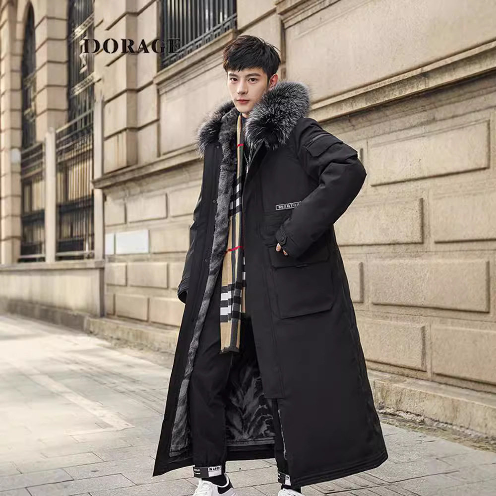 派克鹅绒服长款过膝2024冬季新款皮草内胆大码加厚鹅绒羽绒服男