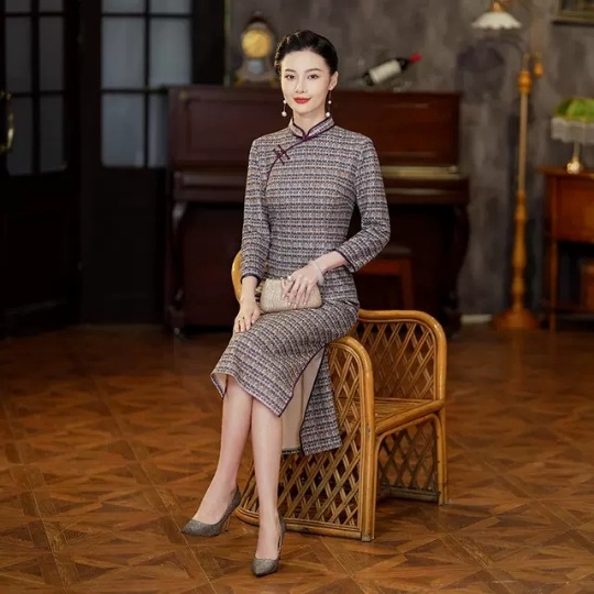 高端喜宴礼服敬酒服新娘结婚当天便装订婚礼服中式格子旗袍