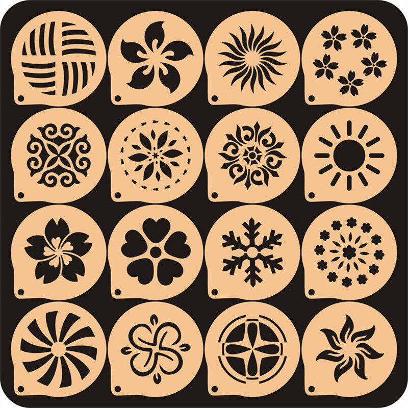 4寸软欧包面包撒粉模具 咖啡拉花 喷花模 糖粉筛 印花模装饰造型