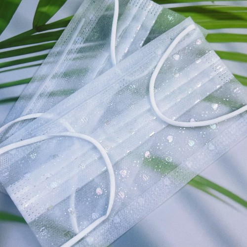 一次性网纱口罩 夏天2层薄款透气女神学生 潮款镭射小爱心 高颜值