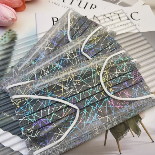 时尚薄款夏天一次性2层网纱口罩 学生女神彩色线描潮款透气高颜值