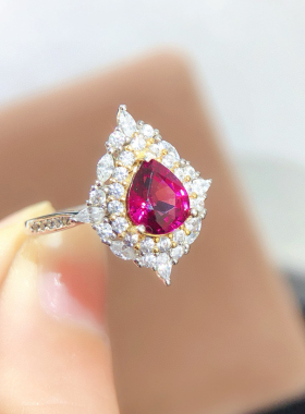 超级美丽的纯天然的镁铝石榴石戒指尺寸:6*7mm925纯银镶嵌