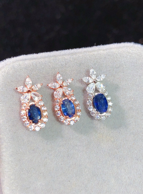 新款天然斯里兰卡蓝宝石吊坠925银精工镶嵌3*5mm特惠韩版时尚吊坠