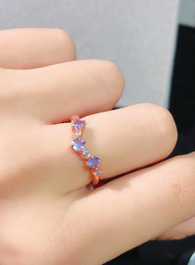 天然坦桑石戒指 清新自然豪华超大气款式主石3mm