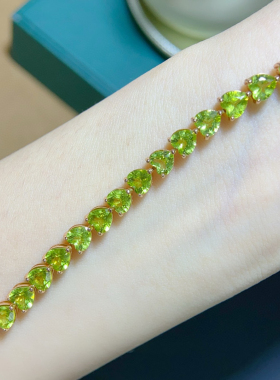 天然橄榄石麦穗款式银镶手链精致美观大方女人的挚爱厂家直销