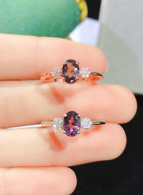 天然缅甸尖晶石戒指 裸石尺寸5*7mm，925纯银电镀18K金镶嵌