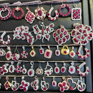 天然红宝石吊坠女款 百搭 s925纯银镶嵌钻石彩宝项链锁骨链时尚