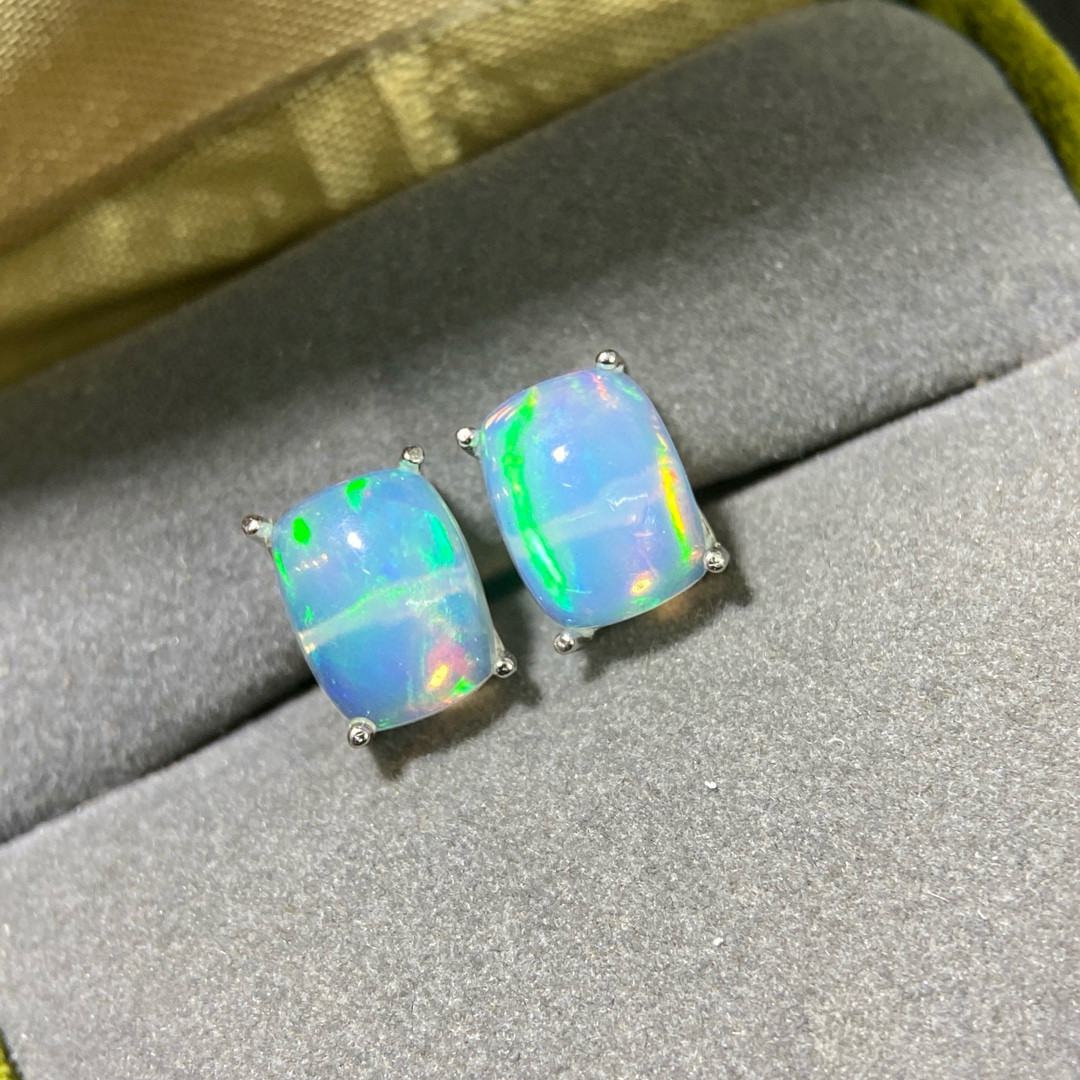 新品韩国气质耳环欧美流行小东大门首饰黄金方形进口天然欧泊耳钉