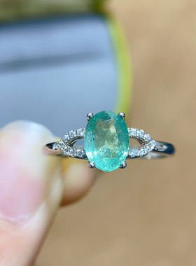 纯天然哥伦比亚祖母绿戒指高品高净度满火彩925纯银精工镶嵌