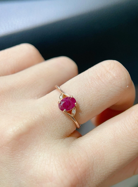 2024年新款红宝石戒指925银精工镶嵌结婚订婚礼物送朋友闺蜜百搭