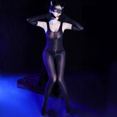 男女款 油光亮上身无缝背心吊带连体衣丝袜5D超薄JJ套性感五指手套