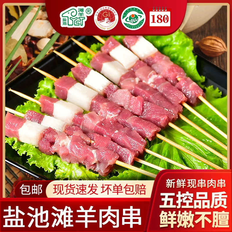 宁夏盐池滩羊羊肉串新鲜羊肉现穿半成品户外露营烧烤聚会小吃食材