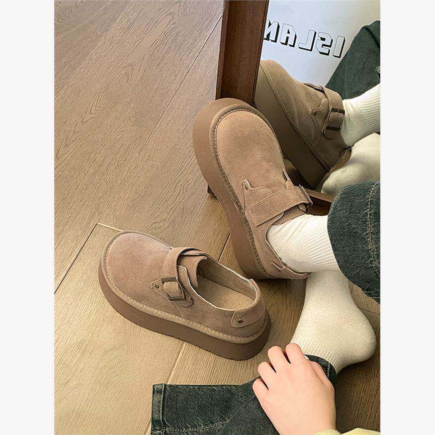 单鞋女全包勃肯鞋子2024夏季新款一脚蹬厚底增高乐福鞋钓鱼博肯鞋