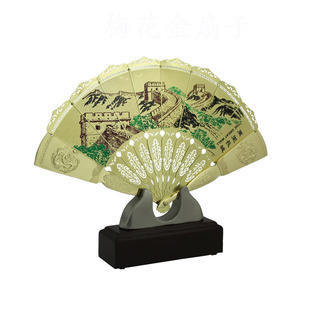 金属铜料摆件金扇长城脸谱熊猫金蝶现货可定做镜面纪念币有起定量