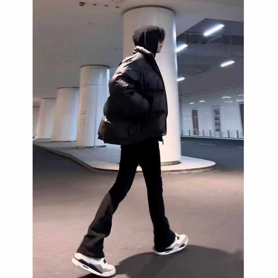 美式高街vibe风裤子微喇牛仔裤男款夏季黑色修身潮牌痞帅休闲裤