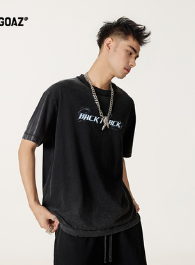 「CARGOAZ」2025SS 美式复古洗水做旧oversize字母印花短袖T恤