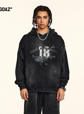 「CARGOAZ」2024AW 潮牌男女同款美式复古高街字母印花连帽卫衣