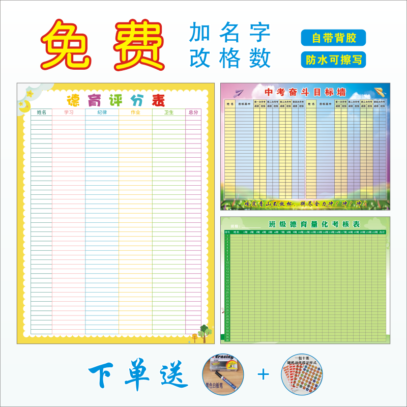 班级量化考核表学习小组自律德育文化墙贴