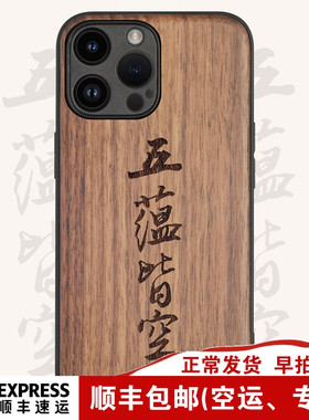 适用于iphone17木质手机壳16Plus五蕴皆空书法文字定制15苹果14ProMax胡桃木13实木头保护套壳12国潮中国风禅