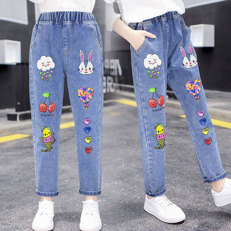 女童牛仔裤春秋装2026新款小学生洋气中大童女孩弹力休闲韩版裤子