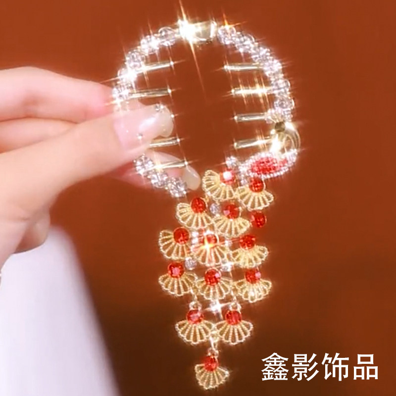 时尚复古红色马尾夹2023年新款后脑勺顶夹发夹高级感轻奢小众发饰,饰品/流行首饰/时尚饰品新,发饰,淘宝优惠券,粉丝福利购,淘宝优惠卷