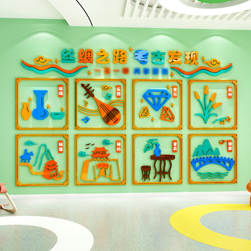 丝绸之路文化墙贴幼儿园历史传统环创主题墙成品神器教室墙面装饰