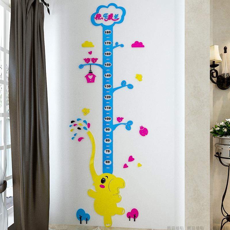 3d亚克力身高贴幼儿园儿童房玄关测量身高尺大小象装饰立体墙贴画图片