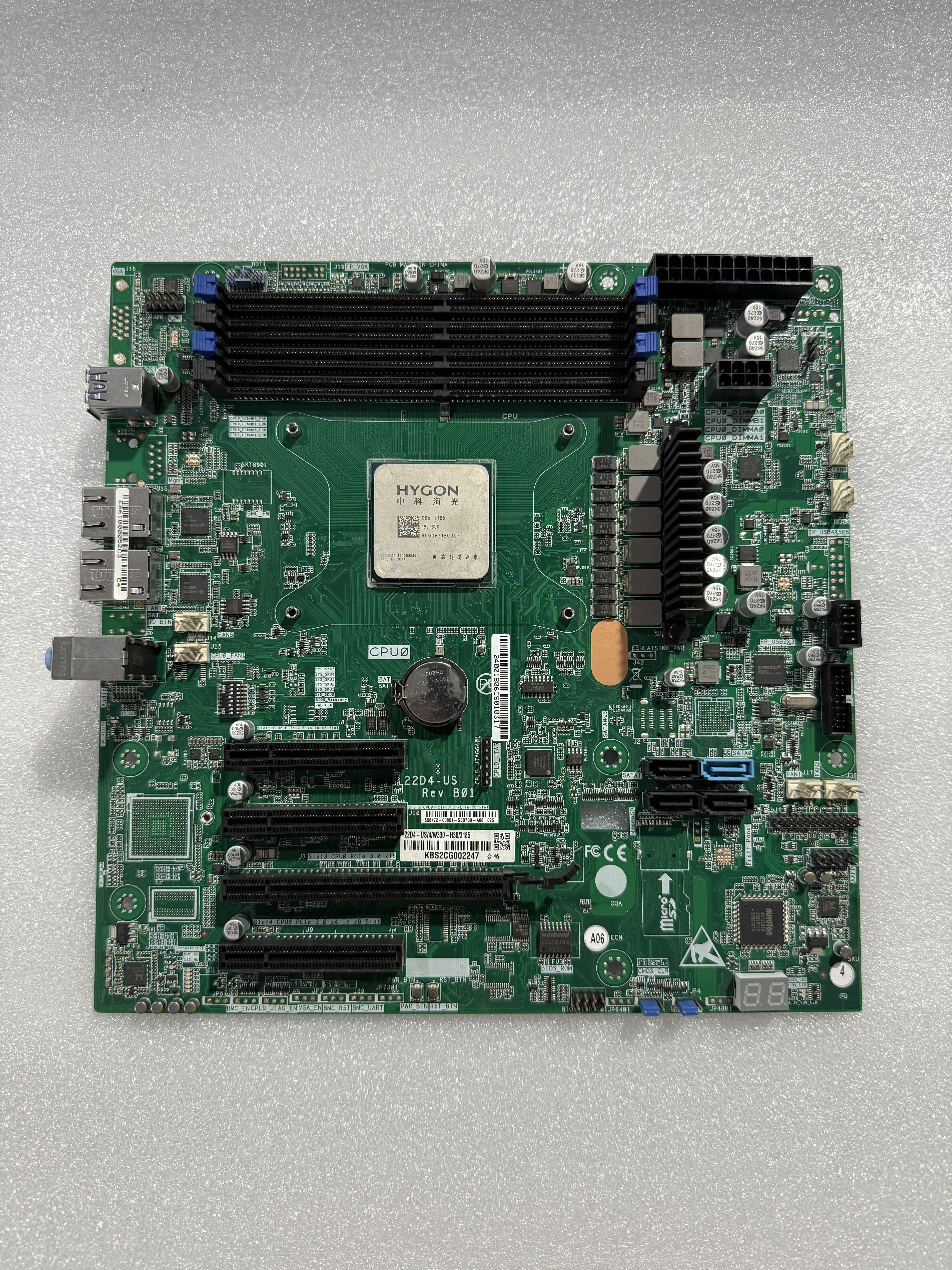 中科W330-H30/35 工作站 22D4-US 3185CPU单路8核服务器主板