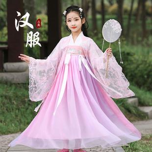 汉服女童古风连衣裙中国风儿童樱花公主裙明制超仙古装飘逸春装