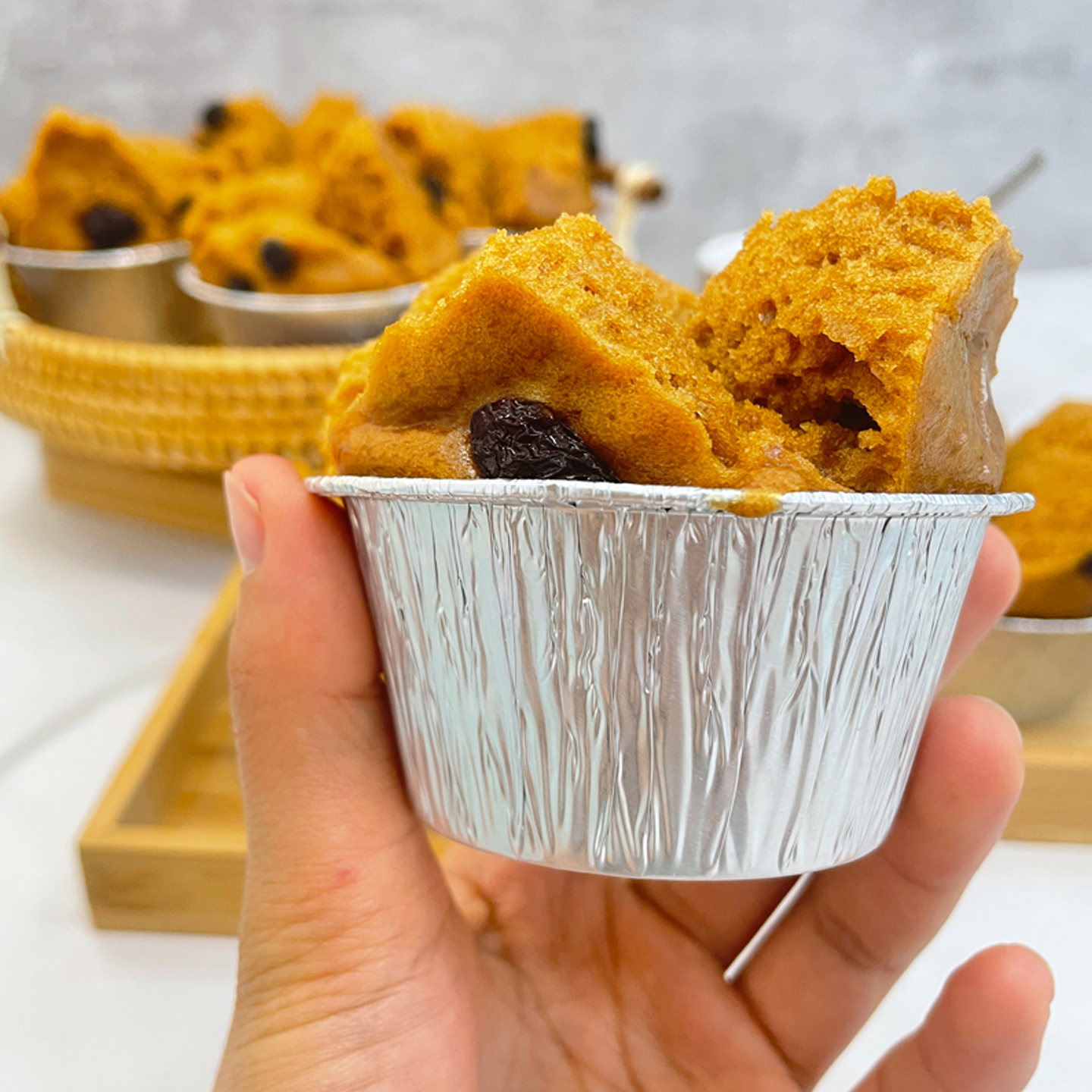 一次性圆形发糕碗耐高温蛋糕模具蛋挞托布丁杯商用空气炸锅锡纸盒