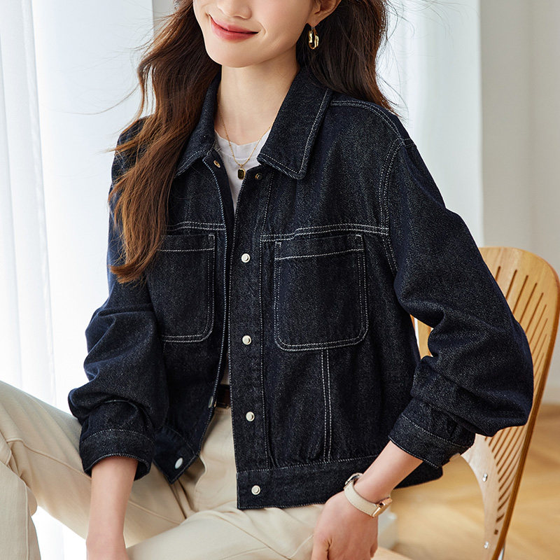 初影 牛仔短外套女长袖2025秋装新款小个子叠穿正肩复古翻领上衣,女装/女士精品,短外套,淘宝优惠券,粉丝福利购,淘宝优惠卷