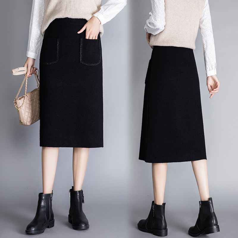 黑色針織半身裙女中長款2020秋冬新款高腰顯瘦外穿包臀裙壹步裙在類目 女裝/女士精品, 半身裙中 - 來自Buy2taobao.com提供專業的淘寶代購服務