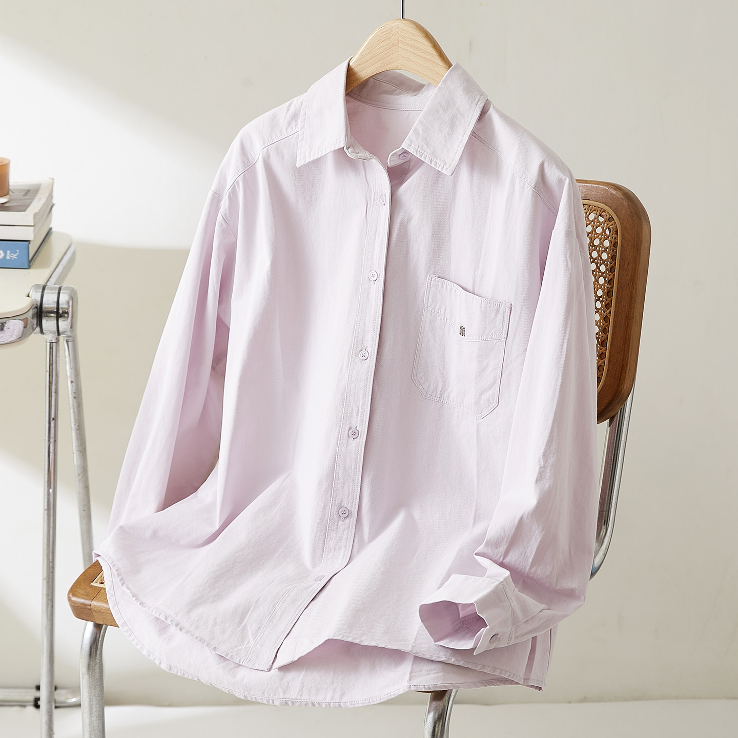 初影小清新纯棉白色休闲衬衫